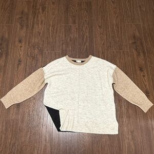 WESTBOUND COLOR BOCK SWEATER BLACK BROWN TAN CREAM OATMEAL OFF WHITE